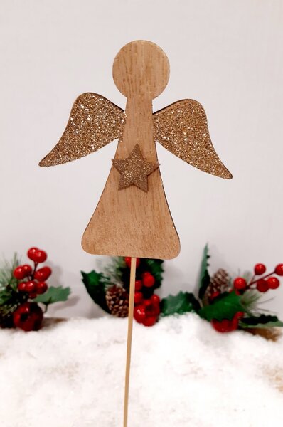 Vánoční dekorace - zápich anděl s hvězdou