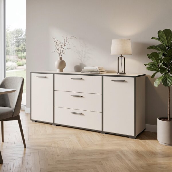 ŠIROKÁ KOMODA, barvy grafitu, kašmírová, 150/68/40 cm P & B - Online Only komody, Online Only