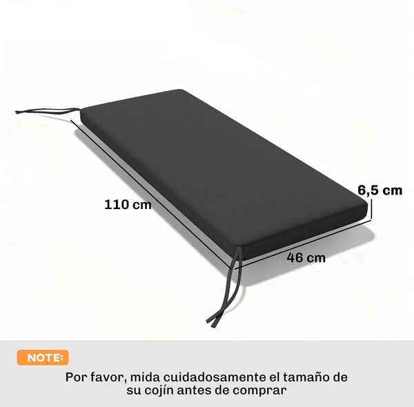 Outsunny polštář na venkovní lavici 110 × 46 × 6,5 cm — 2-místný, snímatelný potah, UPF 30+, voděodpudivý | Aosom
