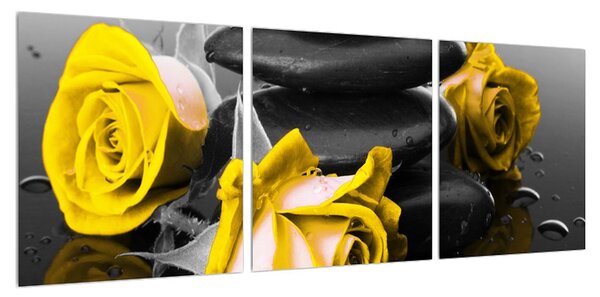 Obraz žlutých růží (90x30 cm)