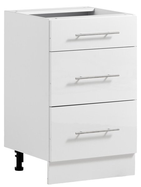 VEVOR Podstavní skříňka 500x475x815 mm (ŠxHxV), kuchyňská spodní skříňka z překližky, bílá, vhodná do prádelny a koupelny, bez pracovní desky, ve stylu Shaker, se 3 zásuvkami, systémem jemného zavírání a povrchovou úpravou 3M