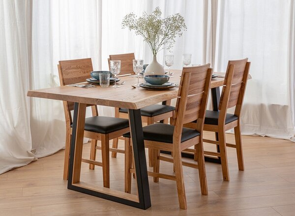 Stará Krása - Own Imports Dubový jídelní stůl s kovovým podnožím 75x200x100