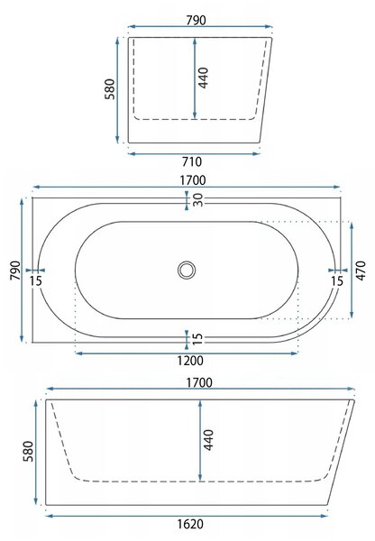 Rea Bellanto Slim, rohová akrylátová vana 1700x790x580 mm, levá, bílá, REA-W0131