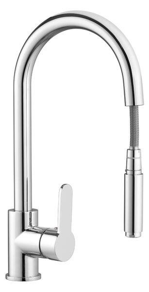 Invena Elia, stojánková dřezová baterie s výsuvnou výlevkou, chromová, INV-BZ-89-W01-C