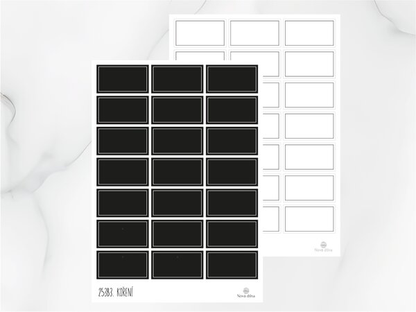 Samolepky na dózy bez nápisu 65x35 mm 21ks Barva: Bílá
