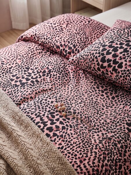 Sinsay - Ložní souprava s motivem srdcí ve stylu leopardího vzoru - béžová