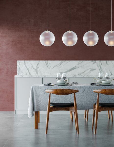 Lodes Designové závěsné LED svítidlo RANDOM SOLO, 3W, ø 23 cm, CRI90 Teplota světla: 2700K, Barva stínidla: Sněhově bílá, Barva kabelu: transparentní