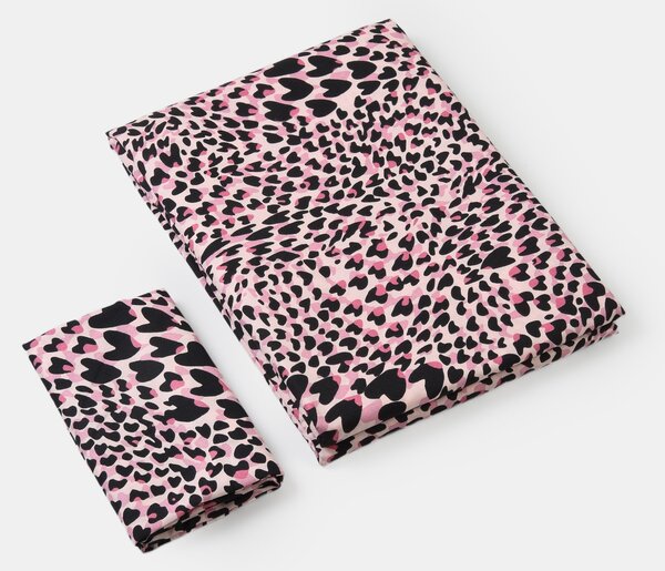 Sinsay - Ložní souprava s motivem srdcí ve stylu leopardího vzoru - béžová