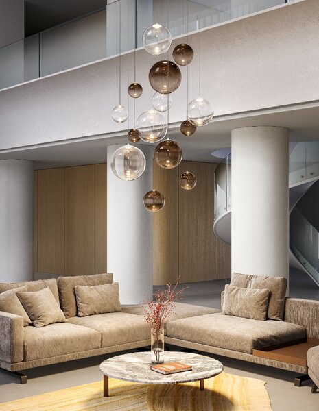 Lodes Designové závěsné LED svítidlo RANDOM SOLO, 3W, ø 23 cm, CRI90 Teplota světla: 2700K, Barva stínidla: Sněhově bílá, Barva kabelu: transparentní