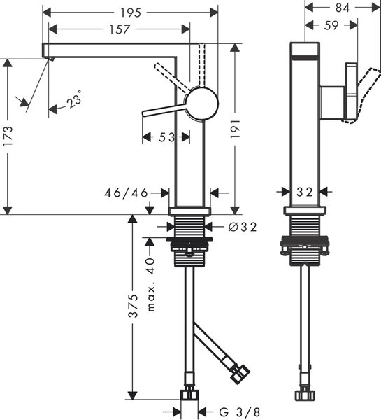 Hansgrohe Tecturis E umyvadlová baterie stojící černá 73041670