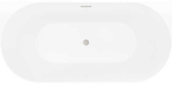 Mexen Oval Slim, volně stojící vana ke stěně, 170 x 80 cm, bílá-černá, ocelový přepad, 52661708075-97