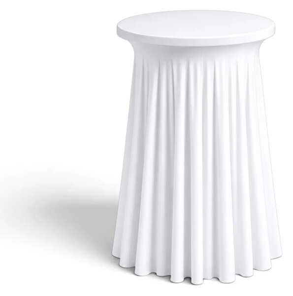 Skládaný strečový potah na bistro stolek Ø60 cm, výška 110 cm – bílý