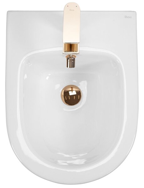 Závěsný bidet REA CARLO MINI, bílá/zlatý lem