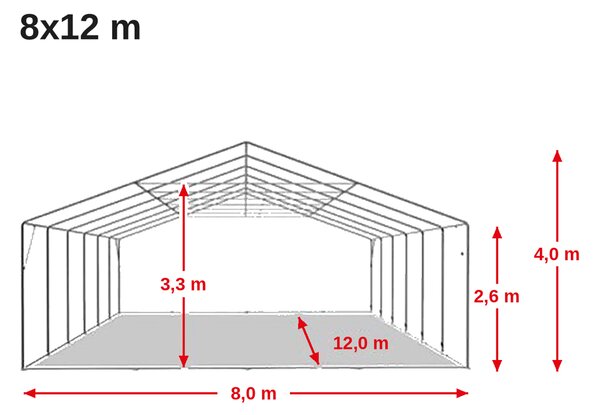 Zahradní párty stan 8x12m Max+ 2,6m - ohnivzdorný barva Bílá