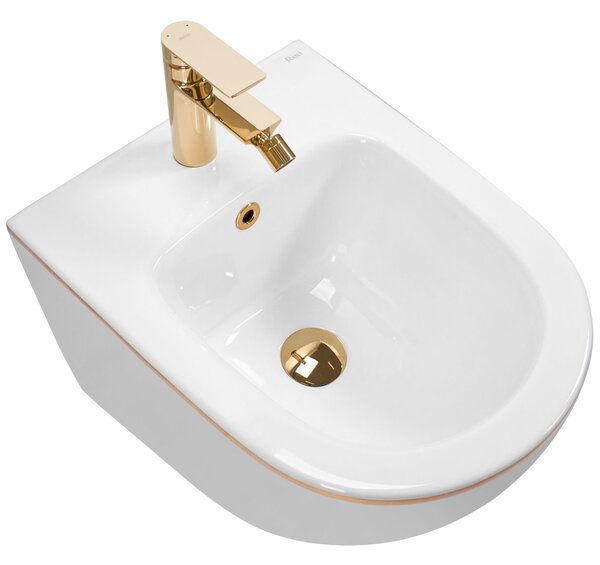 Sada: WC mísa CARLO Mini + bidet CARLO Mini bílý se zlatým okrajem