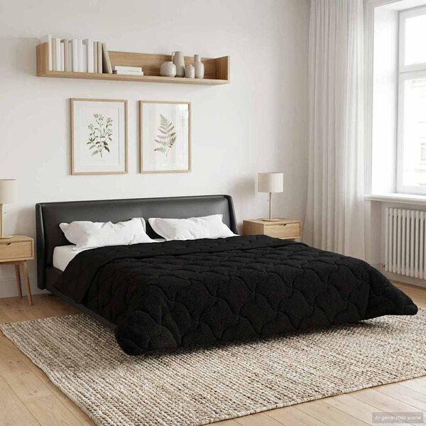 Letní přikrývka Černá 200 x 240 cm Mikrovlákno a teddy fleece