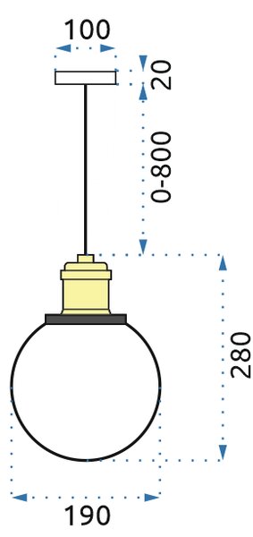 Toolight - Skleněné závěsné svítidlo Verto B, APP044-1CP, černá, OSW-00136