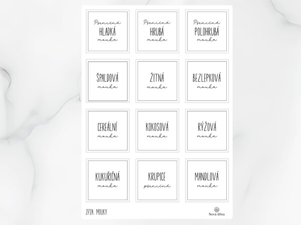 Samolepky na dózy Mouky 60x60 mm 12ks Barva: Černá