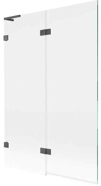 Mexen Lunar L, 2-křídlová vanová zástěna levá 120 x 150 cm, čiré sklo, grafitová, 897L-120-100-66-00-L