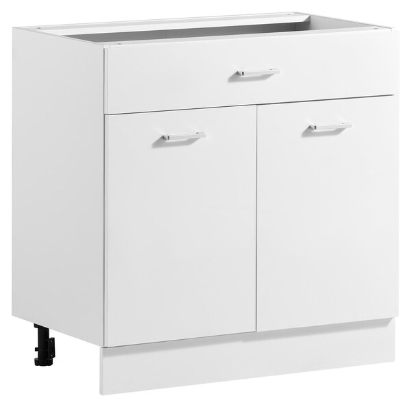 VEVOR Podstavní skříňka 800x475x815 mm (ŠxHxV), laminovaná deska, bílá, do kuchyně, prádelny nebo koupelny, bez pracovní desky, ve stylu Shaker, s nastavitelnou policí, 1 zásuvkou, 2 dvířky a panty