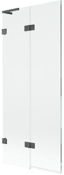 Mexen Lunar L, 2-křídlová vanová zástěna levá 80 x 150 cm, čiré sklo, grafitová, 897L-080-100-66-00-L