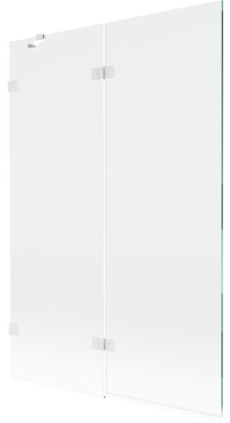 Mexen Lunar, 2-křídlová vanová zástěna levá 120 x 150 cm, čiré sklo, bílá, 897-120-100-20-00-L