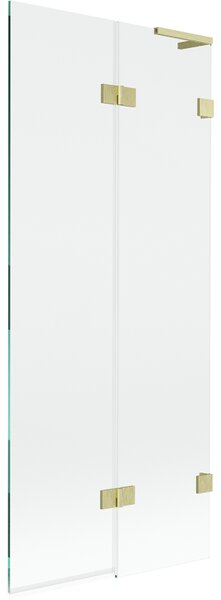 Mexen Lunar L, 2-křídlová vanová zástěna pravá 80 x 150 cm, čiré sklo, zlatá matná, 897L-080-100-55-00-P