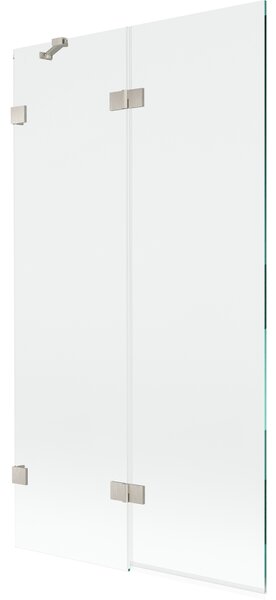 Mexen Lunar, 2-křídlová vanová zástěna levá 100 x 150 cm, čiré sklo, broušená ocel, 897-100-100-97-00-L