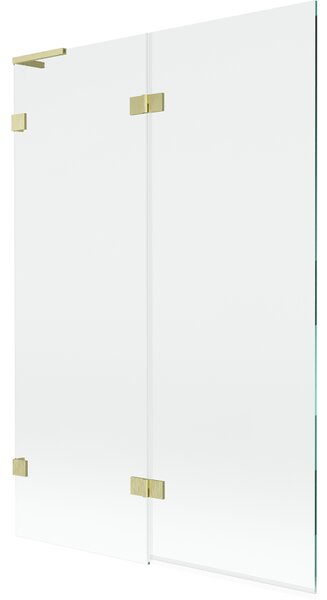 Mexen Lunar L, 2-křídlová vanová zástěna levá 120 x 150 cm, čiré sklo, zlatá matná, 897L-120-100-55-00-L