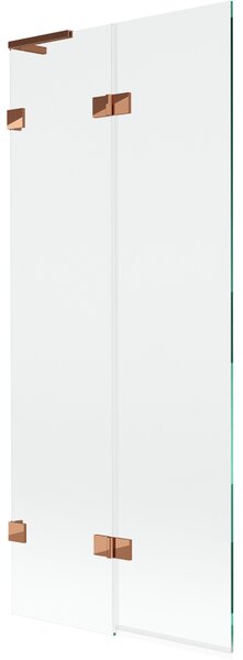 Mexen Lunar L, 2-křídlová vanová zástěna levá 80 x 150 cm, čiré sklo, růžové zlato, 897L-080-100-60-00-L