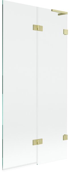 Mexen Lunar L, 2-křídlová vanová zástěna pravá 90 x 150 cm, čiré sklo, zlatá matná, 897L-090-100-55-00-P