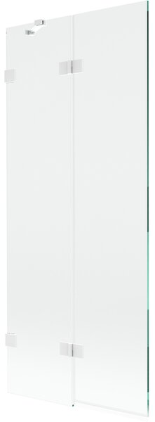 Mexen Lunar, 2-křídlová vanová zástěna levá 80 x 150 cm, čiré sklo, bílá, 897-080-100-20-00-L