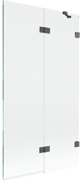 Mexen Lunar, 2-křídlová vanová zástěna pravá 100 x 150 cm, čiré sklo, grafitová, 897-100-100-66-00-P