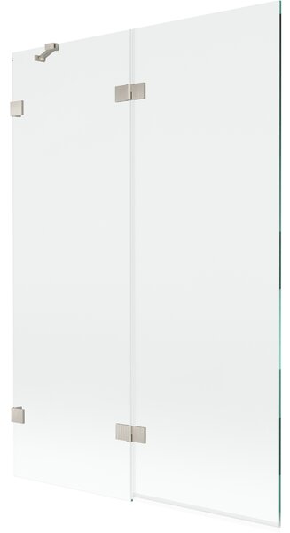 Mexen Lunar, 2-křídlová vanová zástěna levá 120 x 150 cm, čiré sklo, broušená ocel, 897-120-100-97-00-L