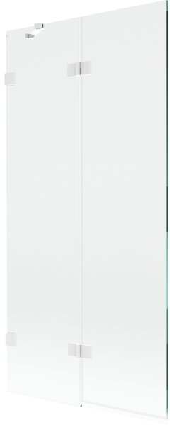 Mexen Lunar, 2-křídlová vanová zástěna levá 90 x 150 cm, čiré sklo, bílá, 897-090-100-20-00-L