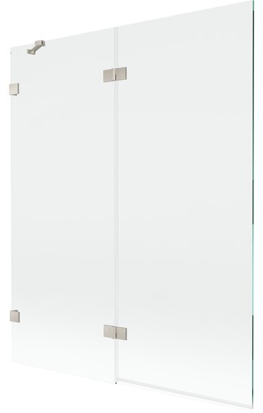 Mexen Lunar, 2-křídlová vanová zástěna levá 140 x 150 cm, čiré sklo, broušená ocel, 897-140-100-97-00-L