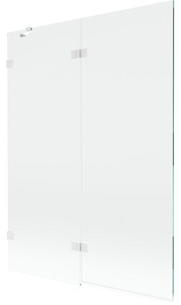 Mexen Lunar, 2-křídlová vanová zástěna levá 130 x 150 cm, čiré sklo, bílá, 897-130-100-20-00-L