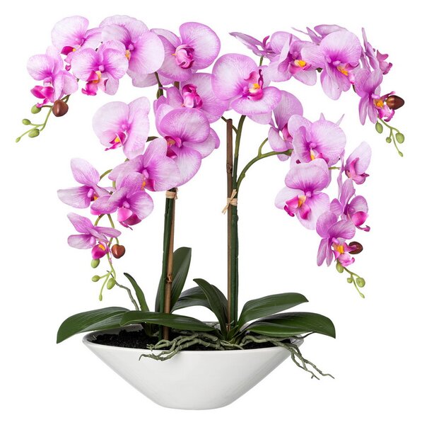 Orchidej růžová v misce, 53cm (Umělá květina)