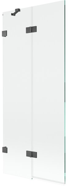 Mexen Lunar, 2-křídlová vanová zástěna levá 80 x 150 cm, čiré sklo, grafitová, 897-080-100-66-00-L