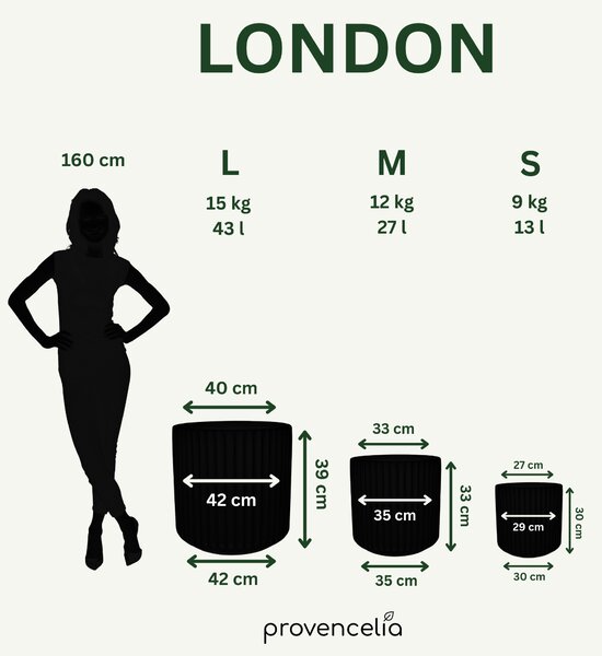 Keramický květináč London - Šedá S (29 x 30 cm)