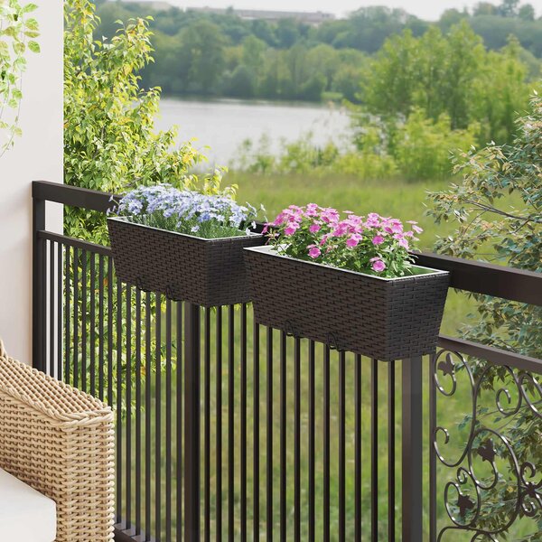 Railing 2 pcs Černá 50 x 17 x 17 cm Kov