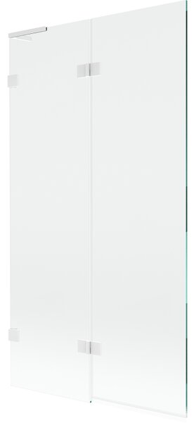 Mexen Lunar L, 2-křídlová vanová zástěna, levá 100 x 150 cm, 8mm čiré sklo, bílý profil, 897L-100-100-20-00-L
