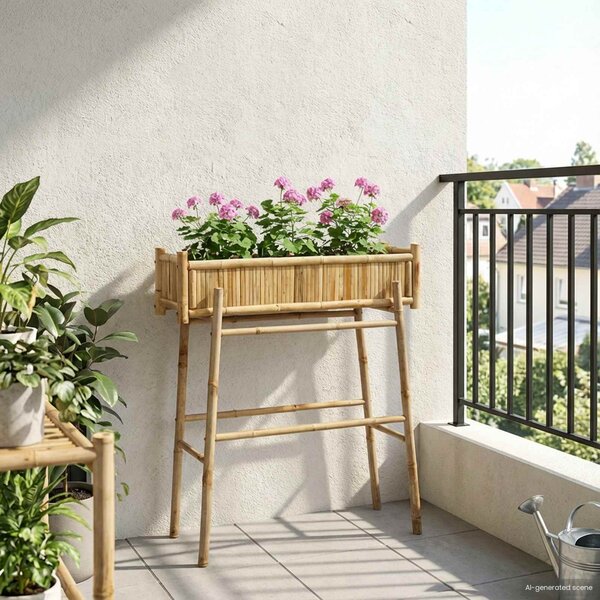 Zahradní květináč s držákem Přírodní 100 x 38 x 114 cm Bambus