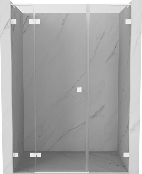 Mexen Lunar L, levé otočné sprchové dveře 135 cm, 8mm čiré sklo, bílý profil, 834SL-135-050-20-00-L
