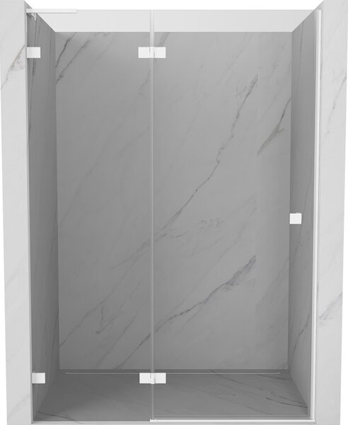 Mexen Lunar L, levé otočné sprchové dveře 130 cm, 8mm čiré sklo, bílý profil, 834L-130-000-20-00-L