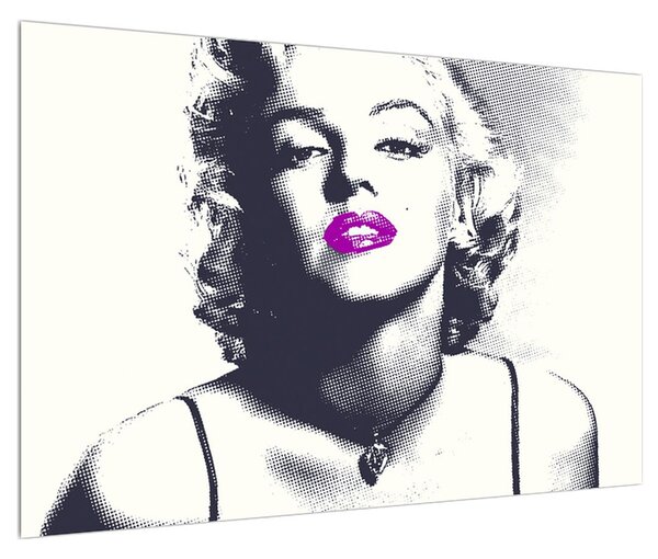 Obraz Marilyn Monroe s fialovými rty (90x60 cm)
