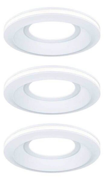 Paulmann LED podhledové svítidlo Sormus, bílé, Ø 10 cm, IP65, sada 3 ks, Bílá / opál, Koupelna, Plast, Moderní, Podhledové stropní svítidlo