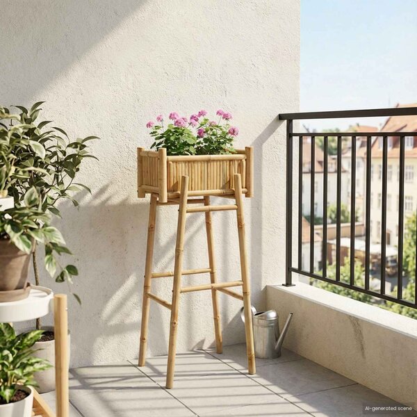 Zahradní květináč s držákem Přírodní 50 x 38 x 114 cm Bambus