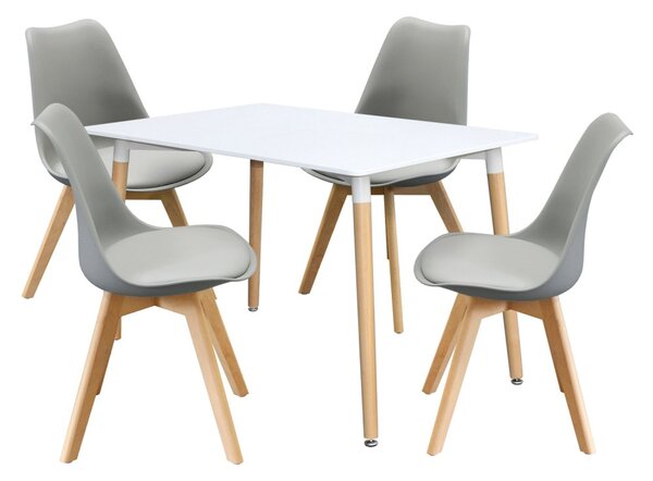 Jídelní stůl 120x80 QUATRO bílý + 4 židle QUATRO šedé