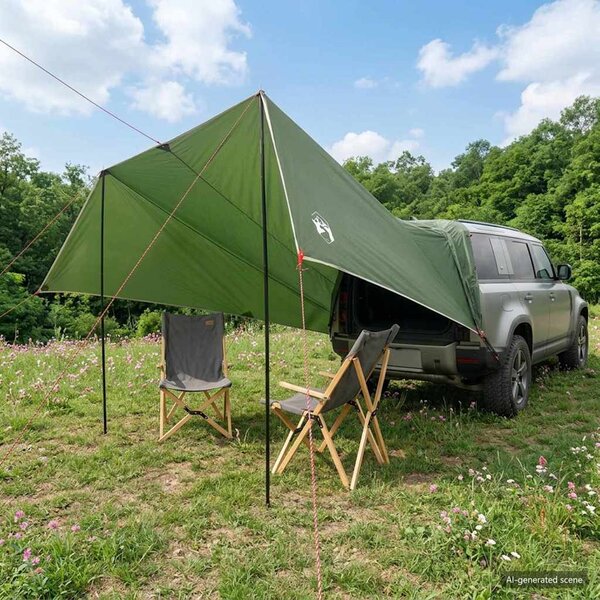Markýza pro vozidlo Zelená 518 x 580 x 215 cm Polyester a ocel